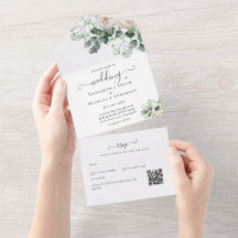 Inklusive White Roses Sage Blätter Hochzeit RSVP