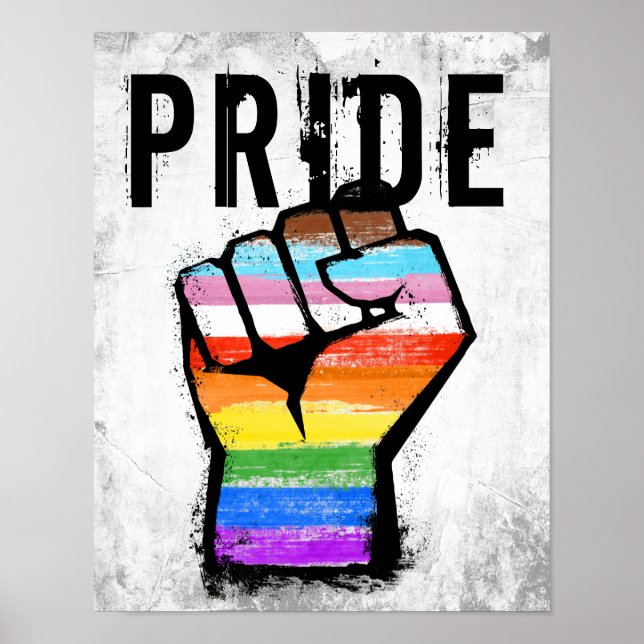 Inklusiver Progress Pride Fist Poster (Vorne)