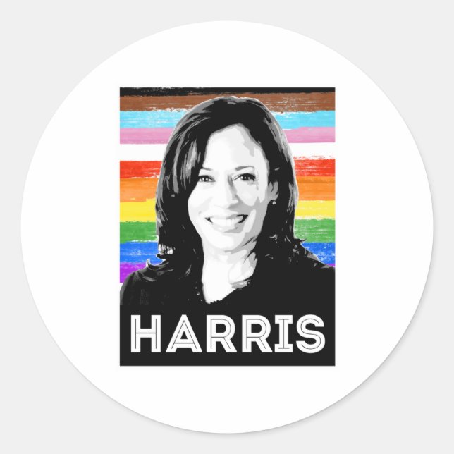 Inklusives Harris Pride Poster Runder Aufkleber (Vorderseite)
