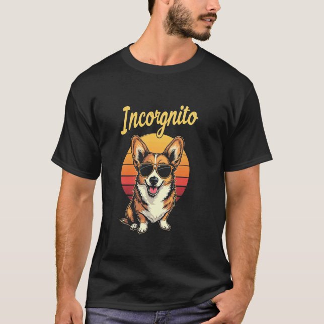 Inkognito Corgi Retro T-Shirt (Vorderseite)