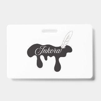 Inkora Kreativ-Logo - Tintentröpfchen und Feder Ausweis