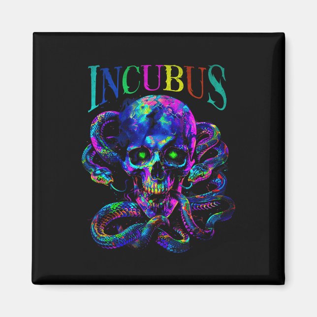 Inkubus Schädel und Schlangen Halloween-Gotik Magnet (Vorne)