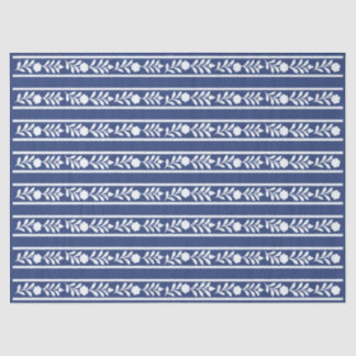 Inky Blue 2 Floral Bone Inlay decoupage Seidenpapier