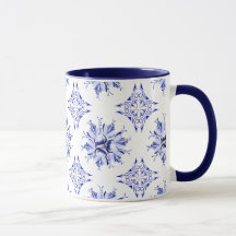 Inky Floral Coffee Tasse | Indio und Weiß