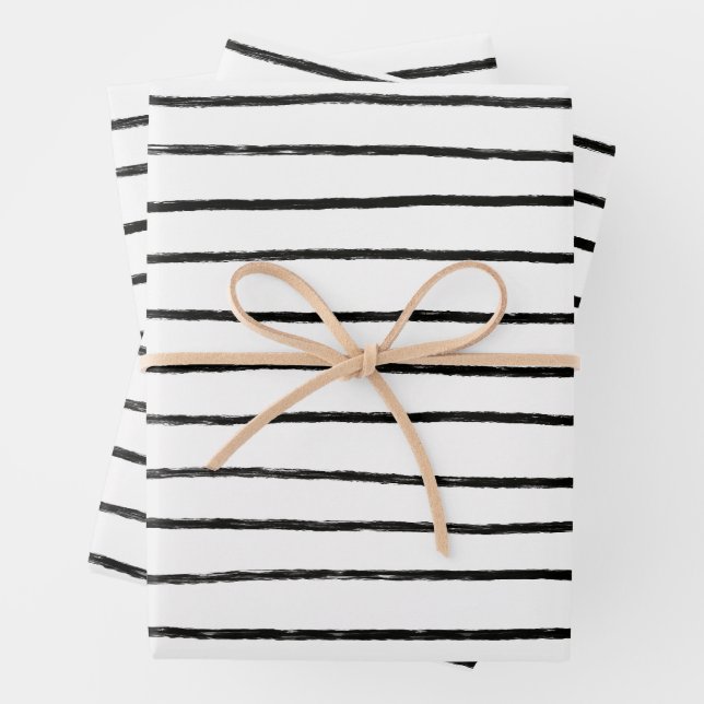 Inky Lines Stripes Pinselstriche Einfach Minimal B Geschenkpapier Set (Beispiel)