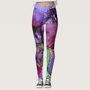 Inky mehrfarbiger Alkoholtink Abstrakte Kunst Leggings