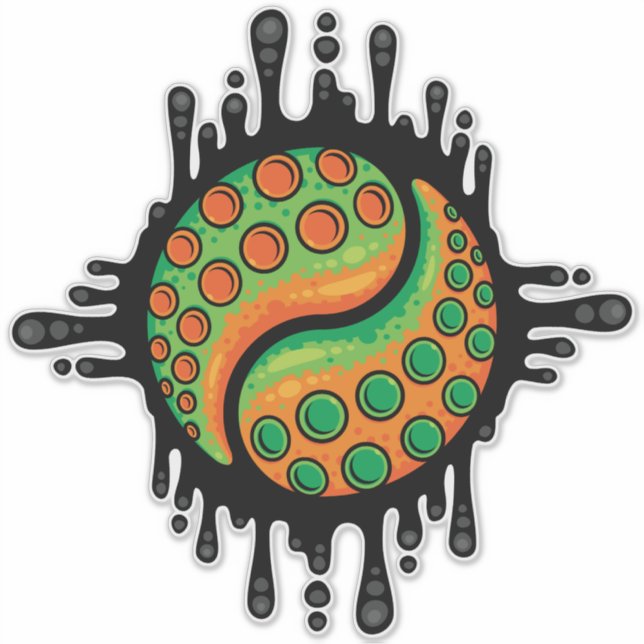 Inky Octopus Tentacle Yin Yang Symbol Aufkleber (Vorderseite)