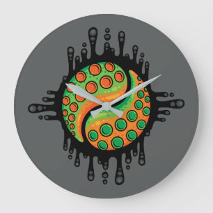 Inky Octopus Tentacle Yin Yang Symbol Große Wanduhr