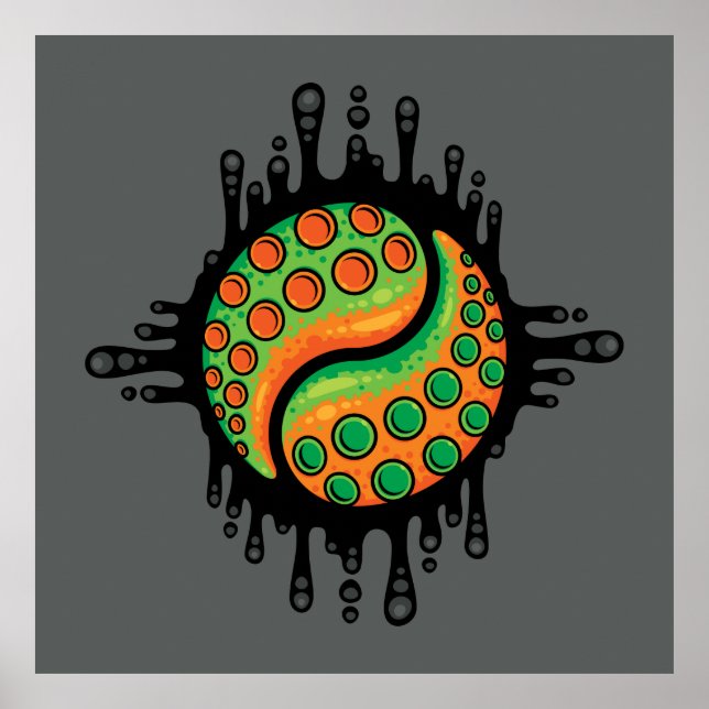 Inky Octopus Tentacle Yin Yang Symbol Poster (Vorne)