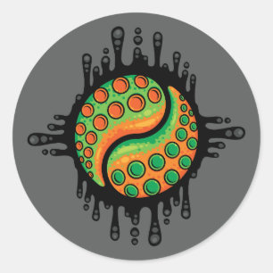 Inky Octopus Tentacle Yin Yang Symbol Runder Aufkleber