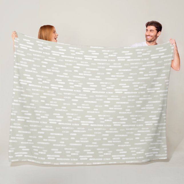 Inky Rounded Lines Muster | Weiß auf Beige Fleecedecke (Beispiel)