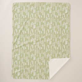 Inky Rounded Lines Muster | Weiß/Pistachio Green Sherpadecke