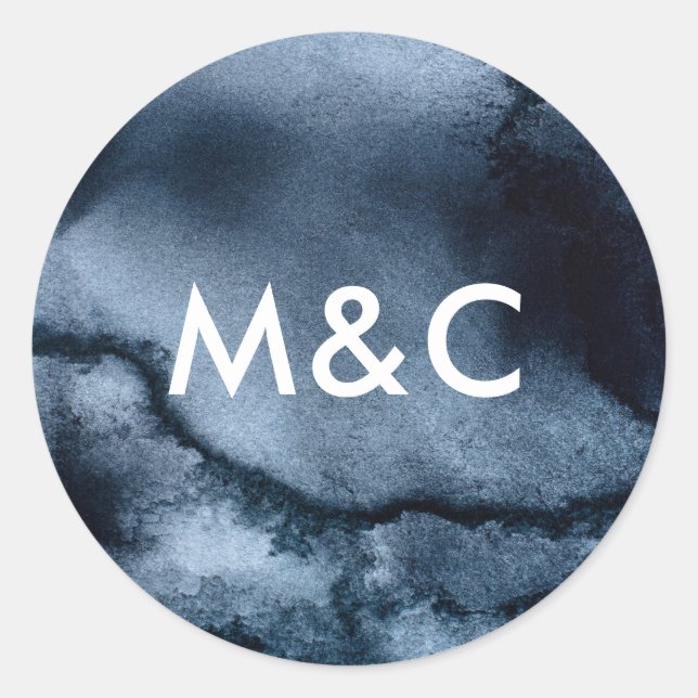 Inky-Schwarz-Hochzeitsticker Runder Aufkleber (Vorderseite)