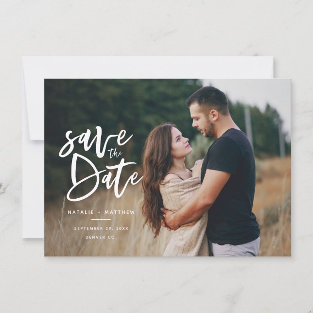 Inky-Script-Foto Save the Date (Vorderseite)