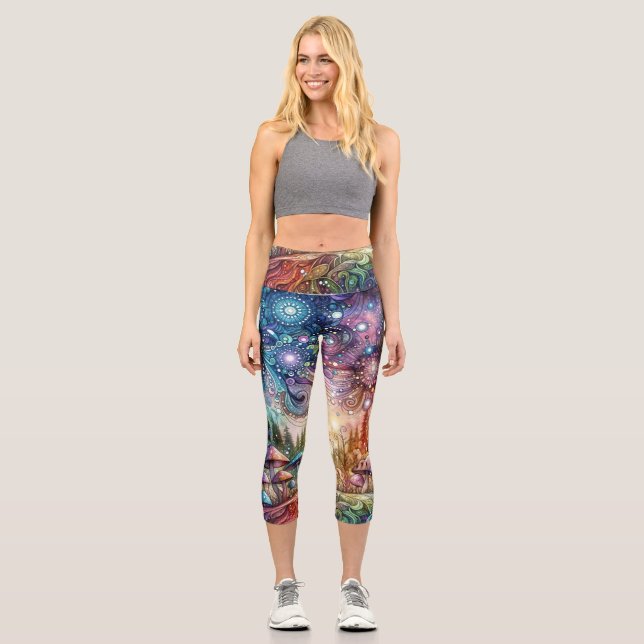 Inky Shroom Capri Leggings (Vorderseite)
