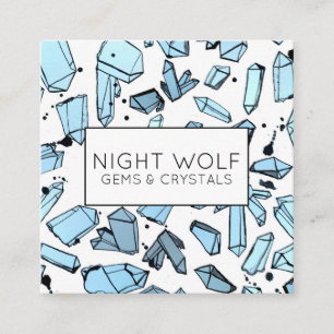 Inky-Wasserfarbe Quarzkristalle Magisches Muster Quadratische Visitenkarte