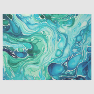 Inky Wave 1 Türkis blaues Tissue Seidenpapier
