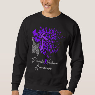 Inländische Gewalt Bewusstsein Lila Schmetterlinge Sweatshirt