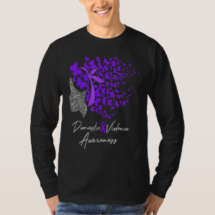 Inländische Gewalt Bewusstsein Lila Schmetterlinge T-Shirt