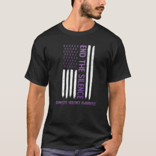 Inländische Gewalt Bewusstsein Lila USA Flag End T T-Shirt