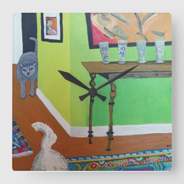 Inländische Gewalt Quadratische Wanduhr (Vorderseite)