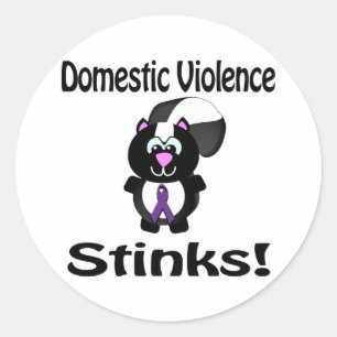 Inländische Gewalt stinks Skunk Awareness Design Runder Aufkleber