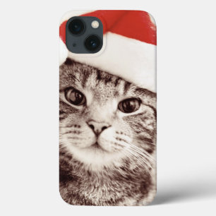 Inländische Tabbykatze, die roten Weihnachtshut Case-Mate iPhone Hülle