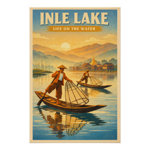Inle-See, Myanmar, in klassischem Retro-Stil Poster