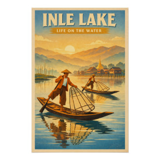 Inle-See, Myanmar, in klassischem Retro-Stil Poster