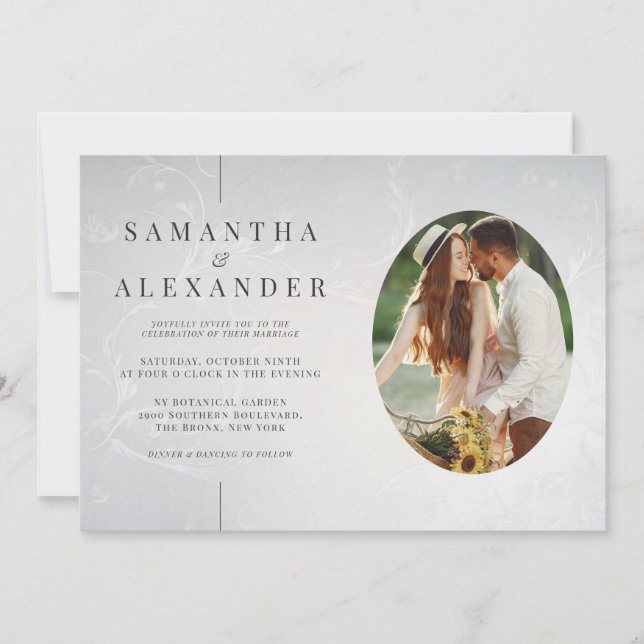 Inline Foto Moderne Elegante QR Code Budget Hochze Einladung (Vorderseite)