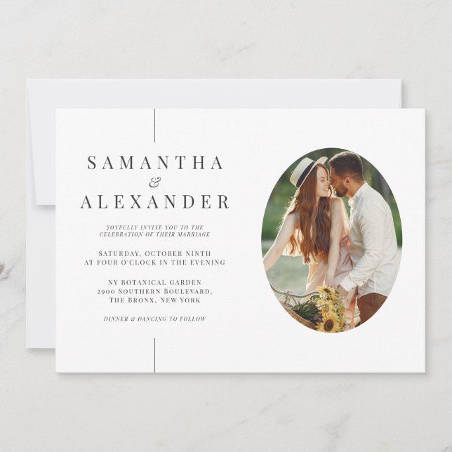 Inline Foto Moderne White QR Code Hochzeit Einladung (Vorderseite)