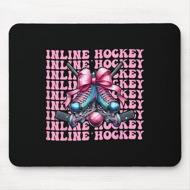 Inline-Hockeyspielerin Mädchen Coquette Schleife R Mousepad (Vorne)