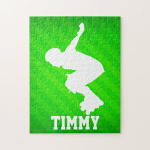 Inline-Skaten; Neon-grüne Streifen Puzzle