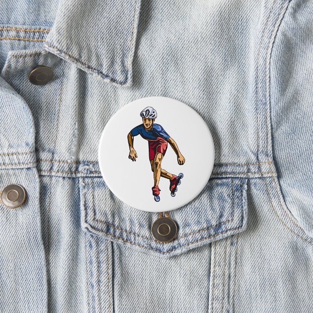 Inline Skater Cool Retro Rollerblading Button (Von Creator hochgeladen)
