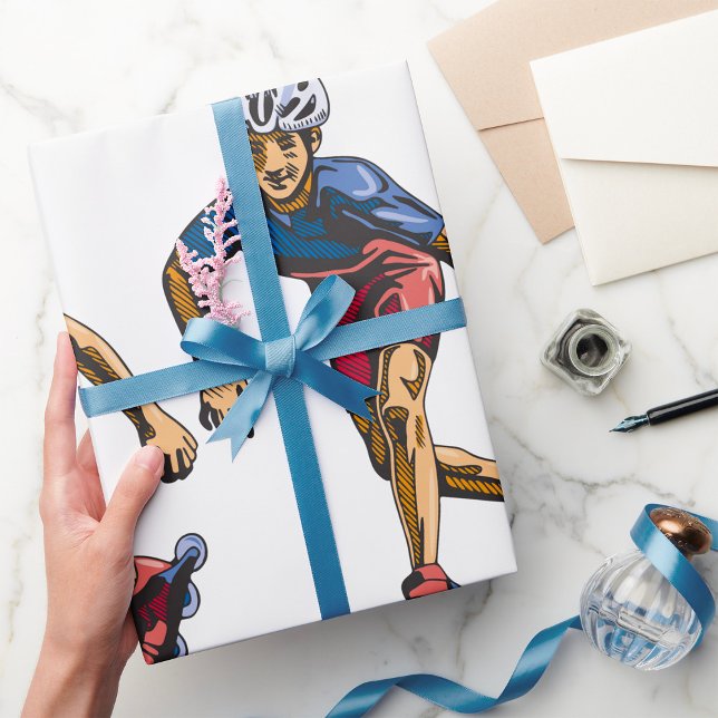 Inline Skater Cool Retro Rollerblading Geschenkpapier (Von Creator hochgeladen)