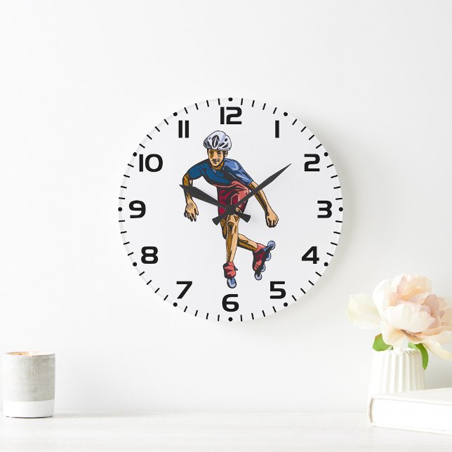 Inline-Skater Cooles Retro-Rollerblading Große Wanduhr (Von Creator hochgeladen)