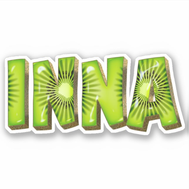 Inna Name Kiwi Design Aufkleber Sticker (Vorderseite)