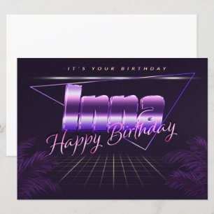 Inna Name Vorname lila retro Karte Geburtstag
