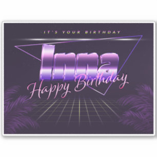 Inna Name Vorname lila retro Sticker Geburtstag