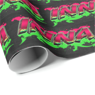 Inna Vorname Name Graffiti red green Geschenkpapier