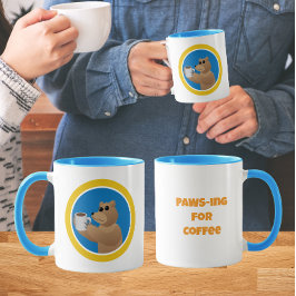 Innehalten für Kaffee Süßer Bär Morgen Kaffee Wort Tasse
