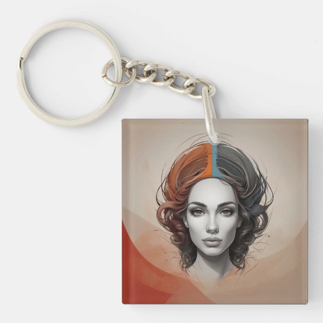 innen heraus lebendiges Mädchen Schlüsselanhänger (Vorderseite)