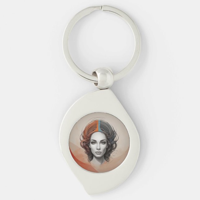 innen heraus lebendiges Mädchen Schlüsselanhänger (Vorderseite)