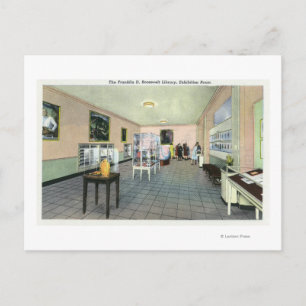 Innenansicht der FDR-Bibliothek, Ausstellung Postkarte