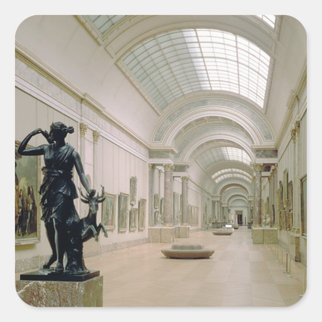 Innenansicht der Grande Galerie Quadratischer Aufkleber (Vorderseite)