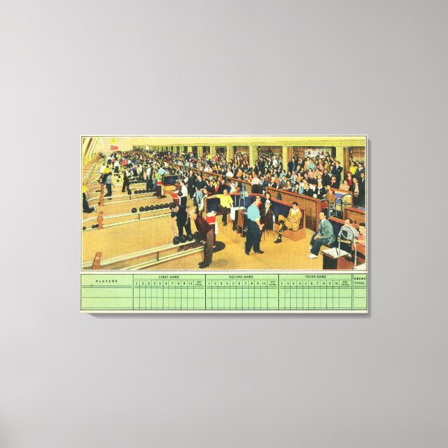 Innenansicht des Sunset Bowling Center 2 Leinwanddruck (Vorderseite)
