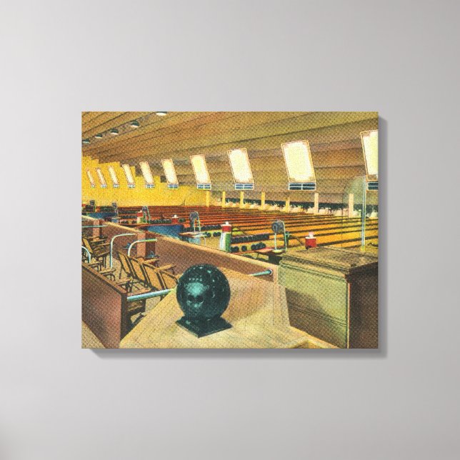 Innenansicht des Sunset Bowling Centre Leinwanddruck (Vorderseite)