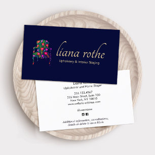 Innenarchitekt Floral Französischer Stuhl Square B Visitenkarte