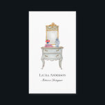 Innenarchitektin Watercolor französische Möbel Visitenkarte<br><div class="desc">Handgemalte Aquarellbilder von eleganter französischer Brust und Spiegel. Perfekte Visitenkarte für Innenarchitekten,  Möbelrestaurator für Zuhause,  Möbelhändler für antike Möbel. Alle Textstile,  Farben,  Größen können an Ihre Bedürfnisse angepasst werden</div>