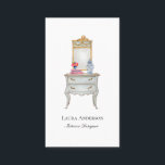 Innenarchitektin Watercolor französische Möbel Visitenkarte<br><div class="desc">Handgemalte Aquarellbilder von eleganter französischer Brust und Spiegel. Perfekte Visitenkarte für Innenarchitekten,  Möbelrestaurator für Zuhause,  Möbelhändler für antike Möbel. Alle Textstile,  Farben,  Größen können an Ihre Bedürfnisse angepasst werden</div>